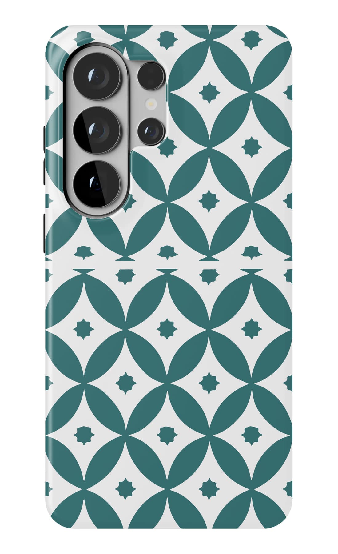 A teal diamond lattice, edge to edge. Shown on a Galaxy.