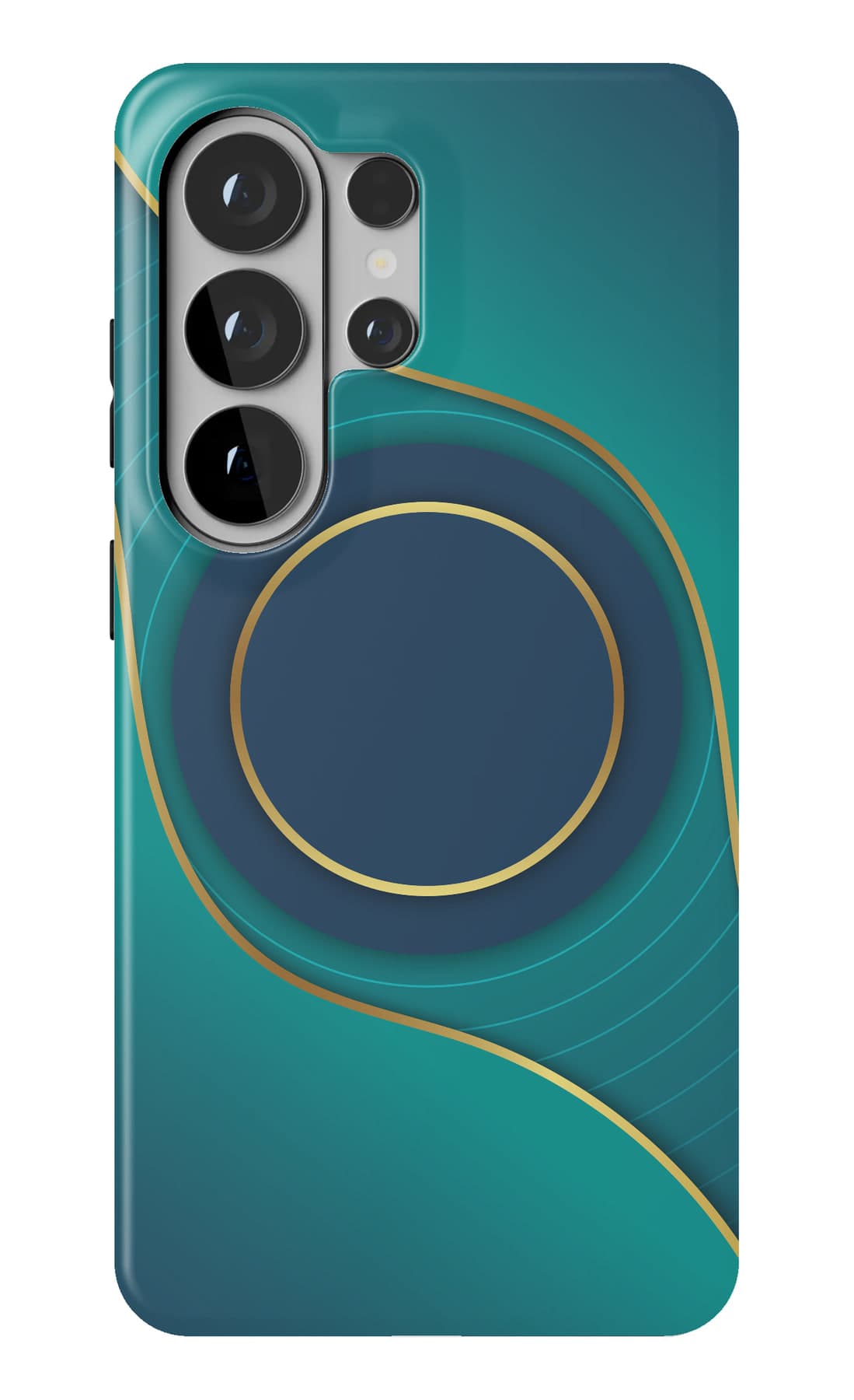 A dark circle rimmed in gold. Shown on a Galaxy.