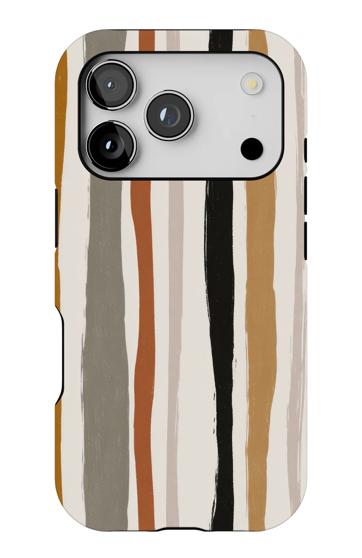 Torn paper stripes in rust, sage and cream. Shown on an iPhone.