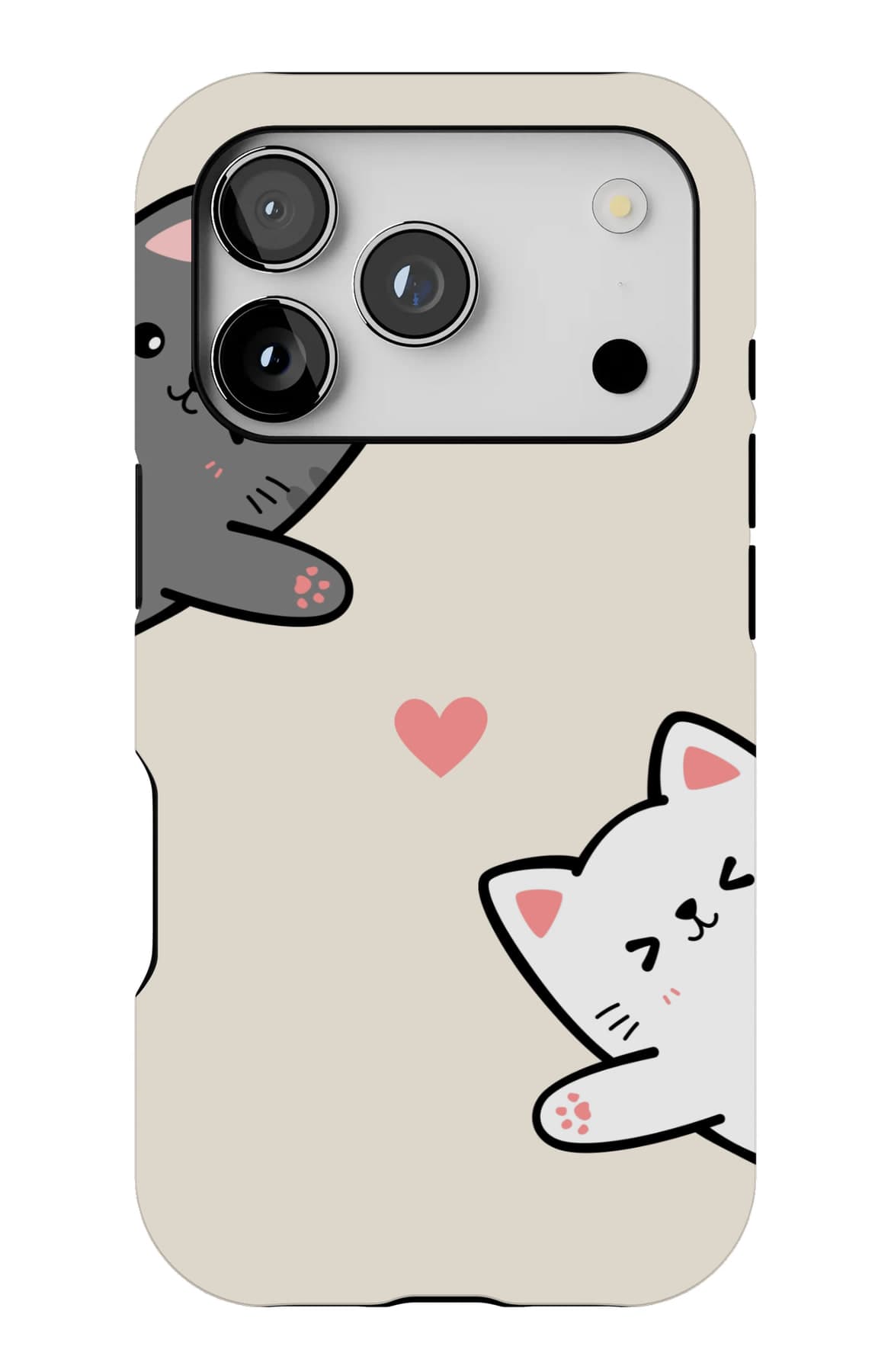 Two cats, one heart, and plenty of cream space. Shown on an iPhone.