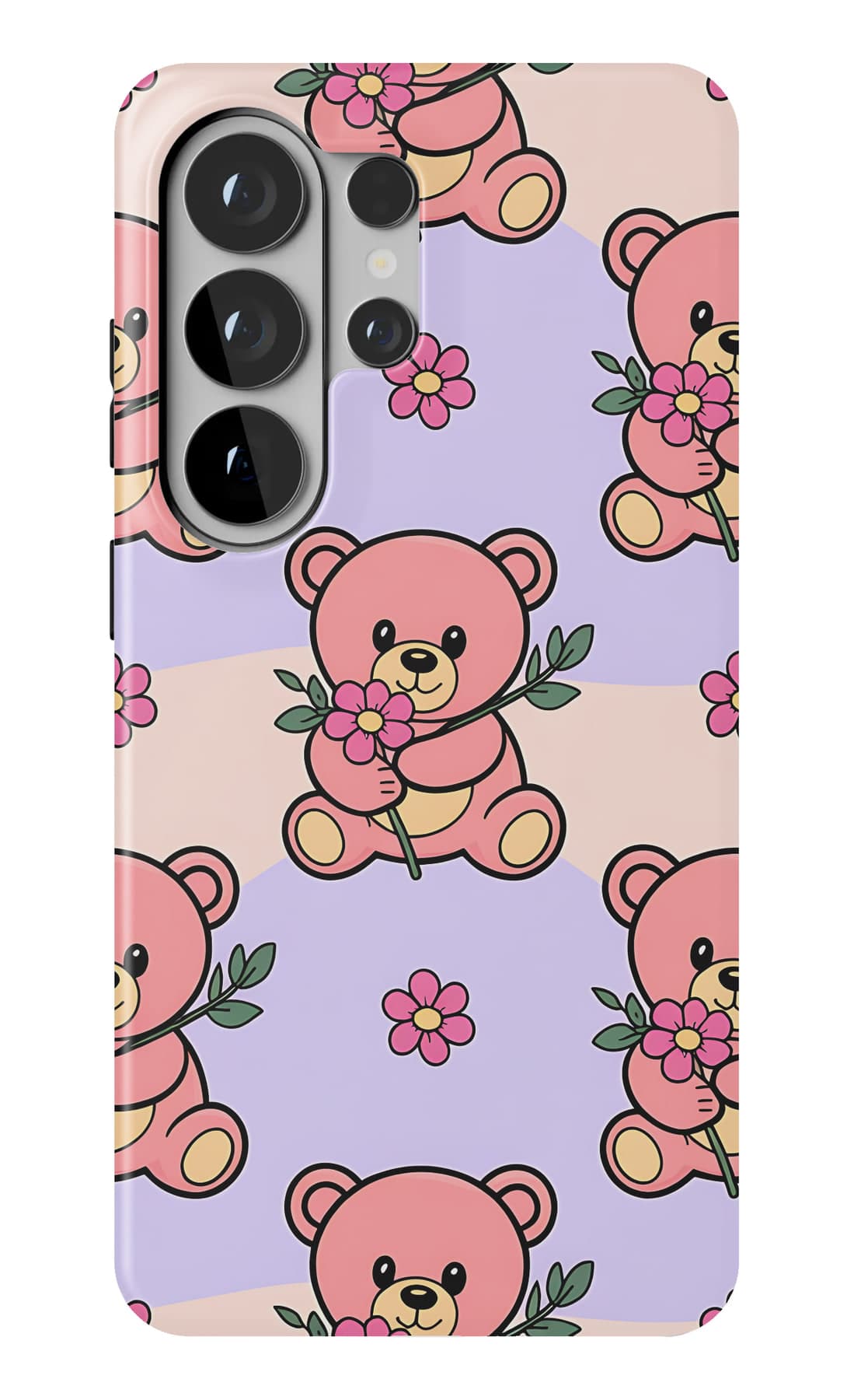 Teddies and stars on violet. Shown on a Galaxy.